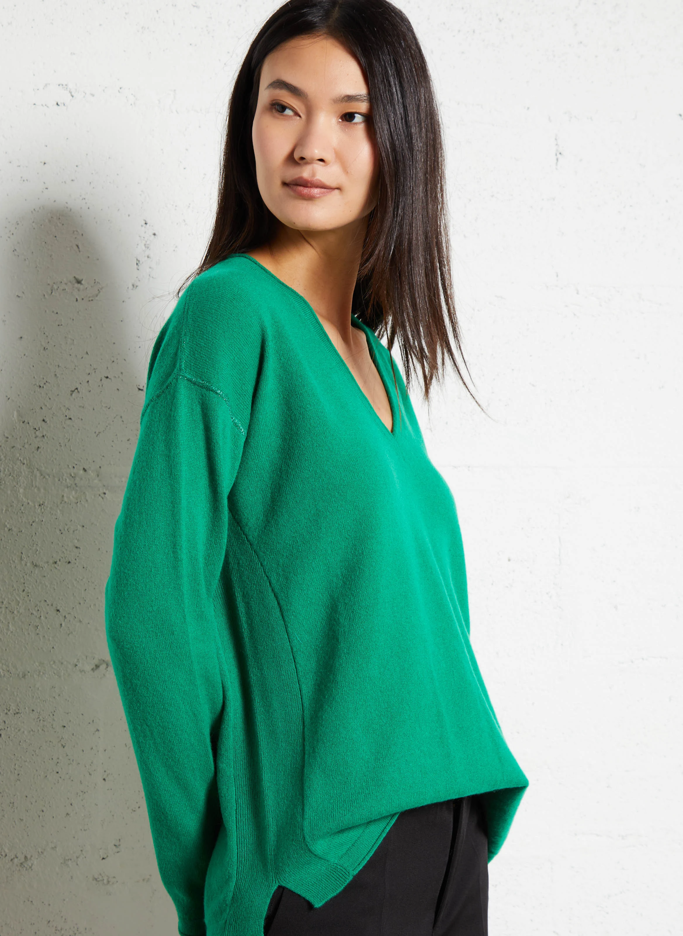 Pull droit en cachemire | Vert