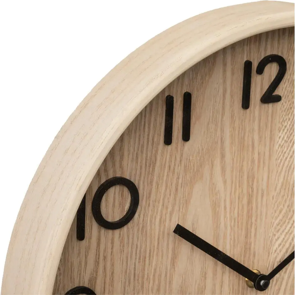 Atmosphera Wandklok/muur klok - Woody - Dia 38 cm - hout - beige