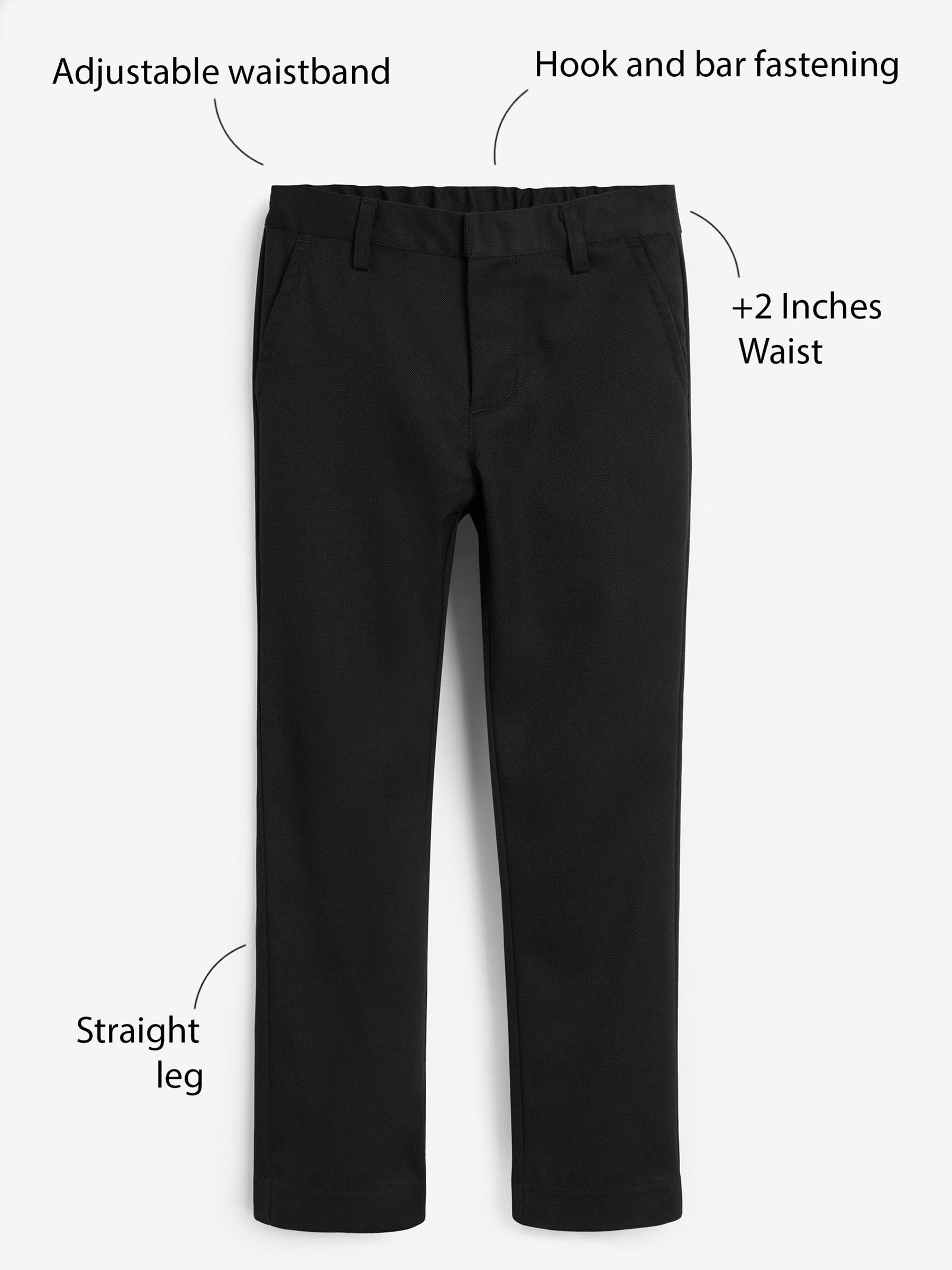 Zwart - Schoolbroek met rechte pijpen (3-17jaar)