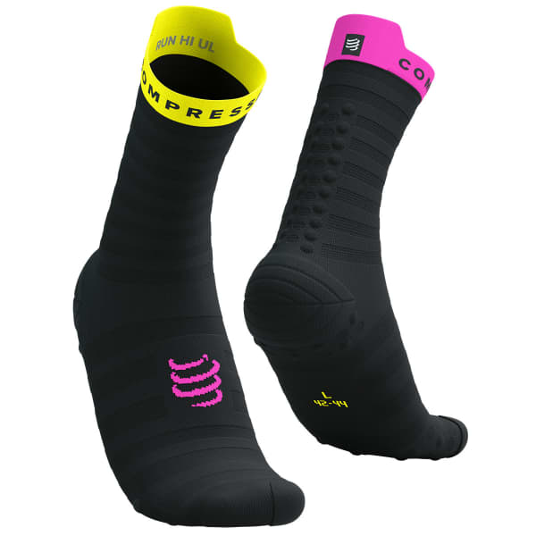 Chaussette running COMPRESSPORT PRO RACING SOCKS V4.0 ULTRALIGHT RUN HIGH BLACK/SAFETY YELLOW/NEO PINK