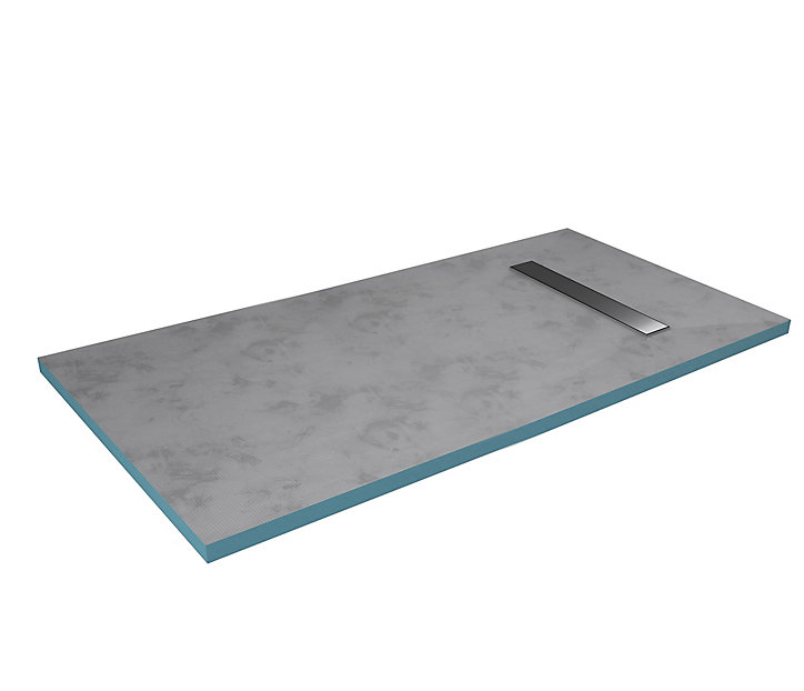 Receveur de douche à carreler 90 x 160 cm, gris, bonde linéaire, Galedo Showerplate