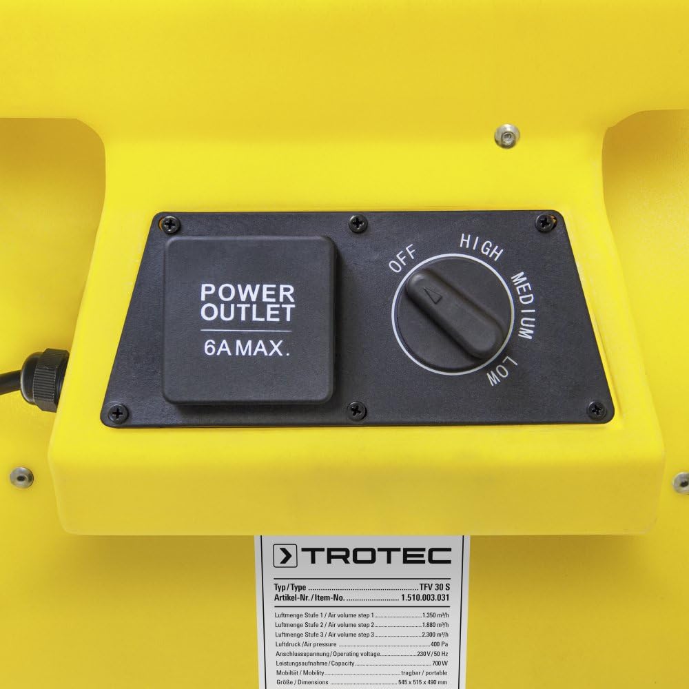 TROTEC Turbolüfter TFV 30 S Radialventilator Ventilator Lüfter Gebläse 1.350/1.880/2.250 m³/h hohe Energieeffizienz