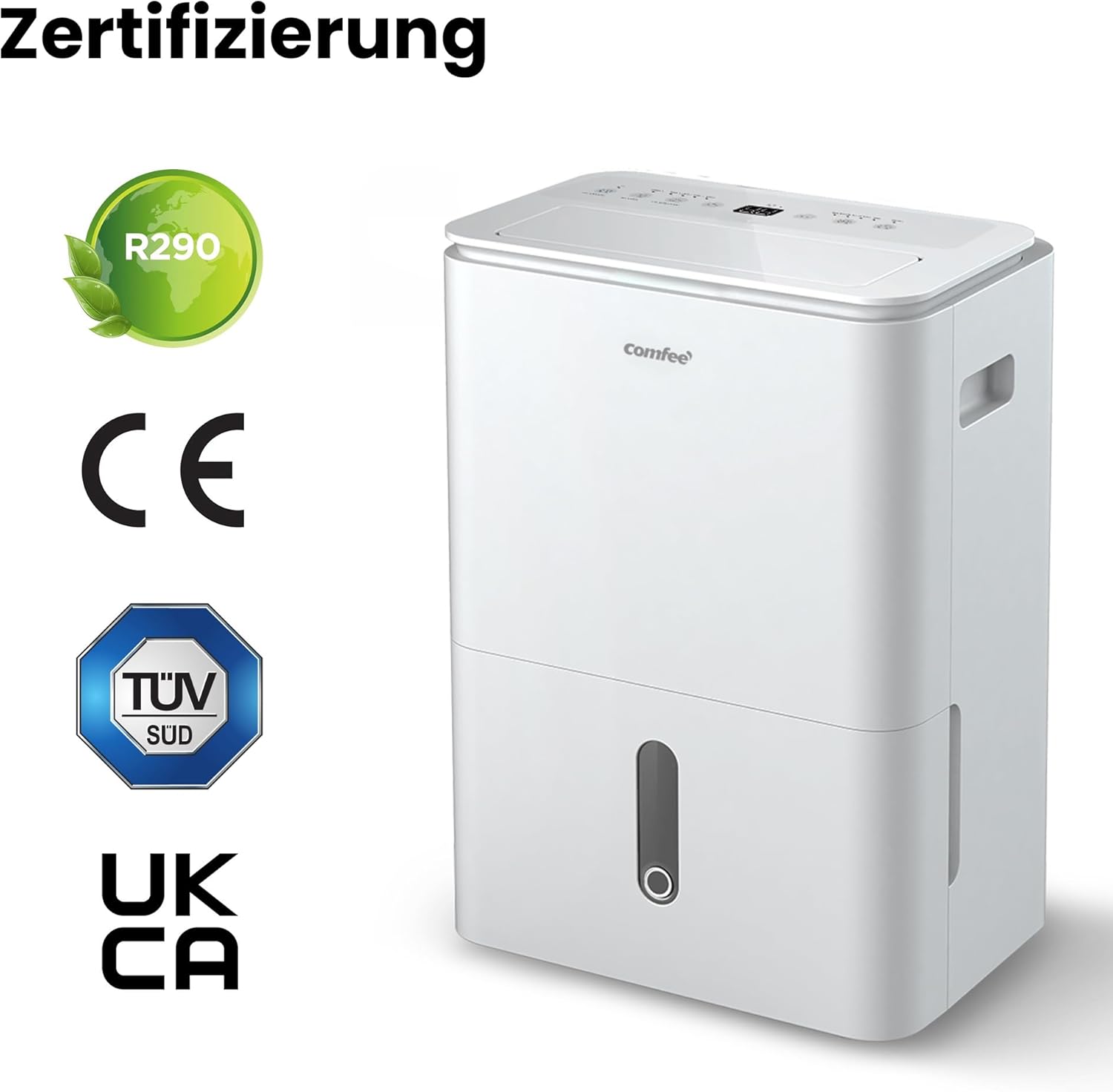 COMFEE' Luftentfeuchter Easy Dry 20L/Tag, 4 Modi, Luftbefeuchter angeschlossen, 3 l Tank, Wäschetrockner, Swing-Funktion, für Räume von 40㎡/100 m³, Weiß
