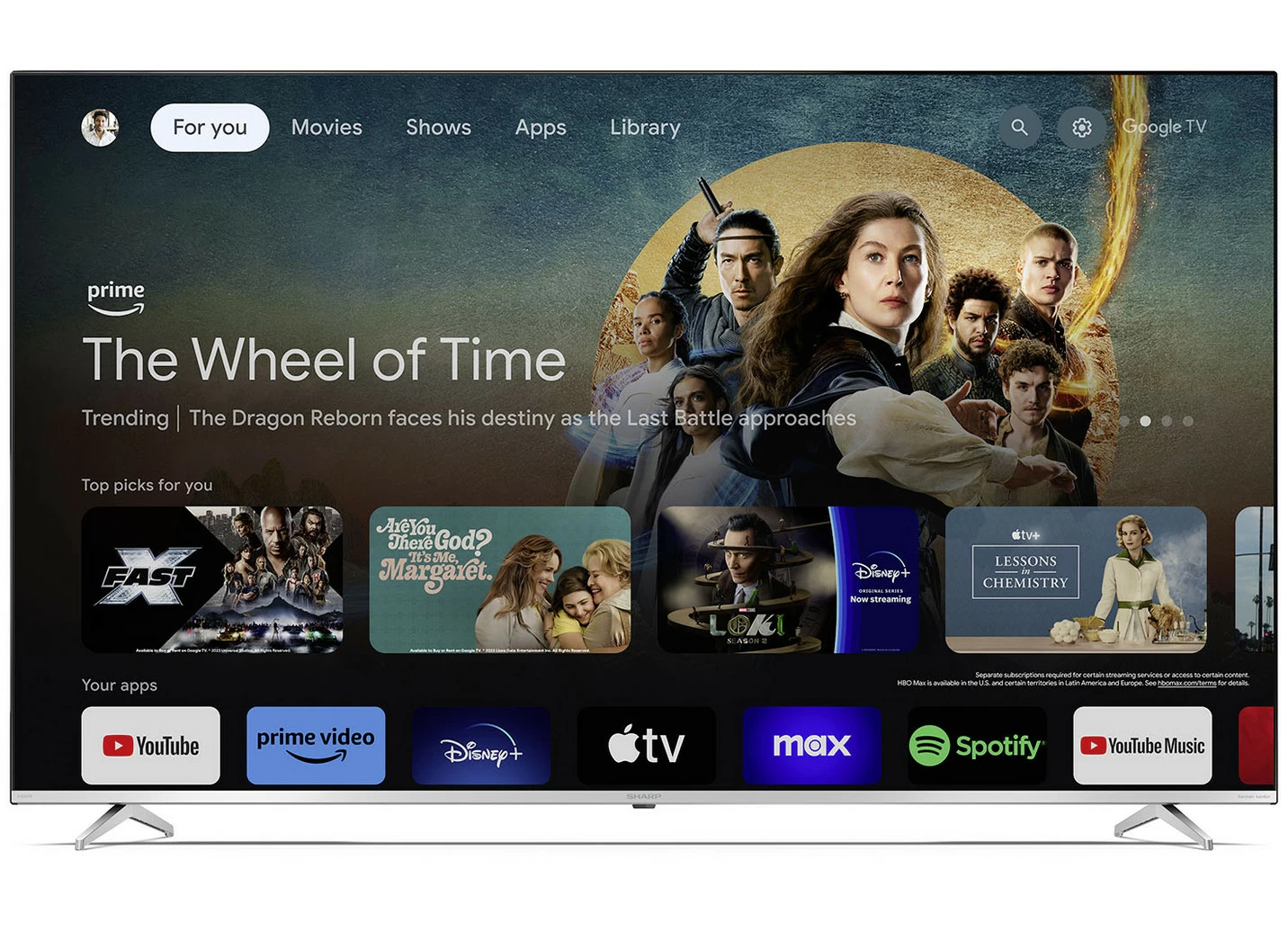 Sharp 70GP6260E. Rahmenloser 4K-Ultra-HD-QLED-Google-TV