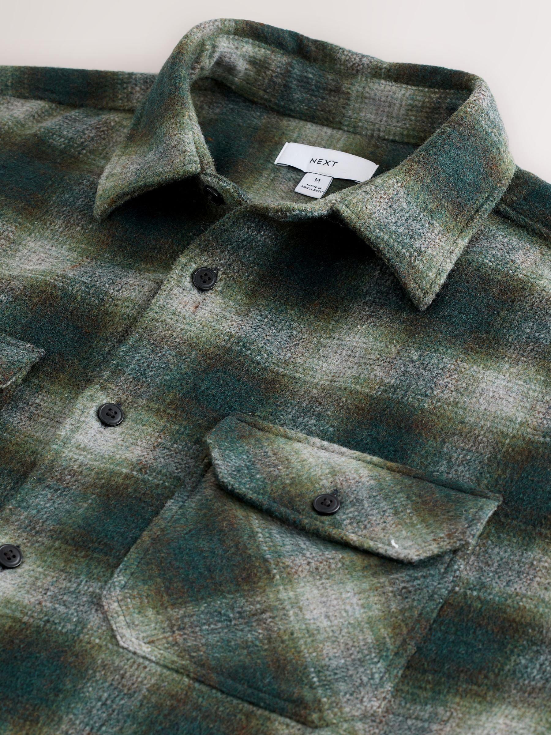 Groen - Twin Pocket Long Sleeve Check Overshirt