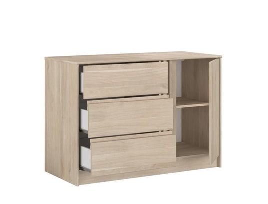 PARISOT - Commode escale - 3 tiroirs - 1 porte - décor chene - l 109,