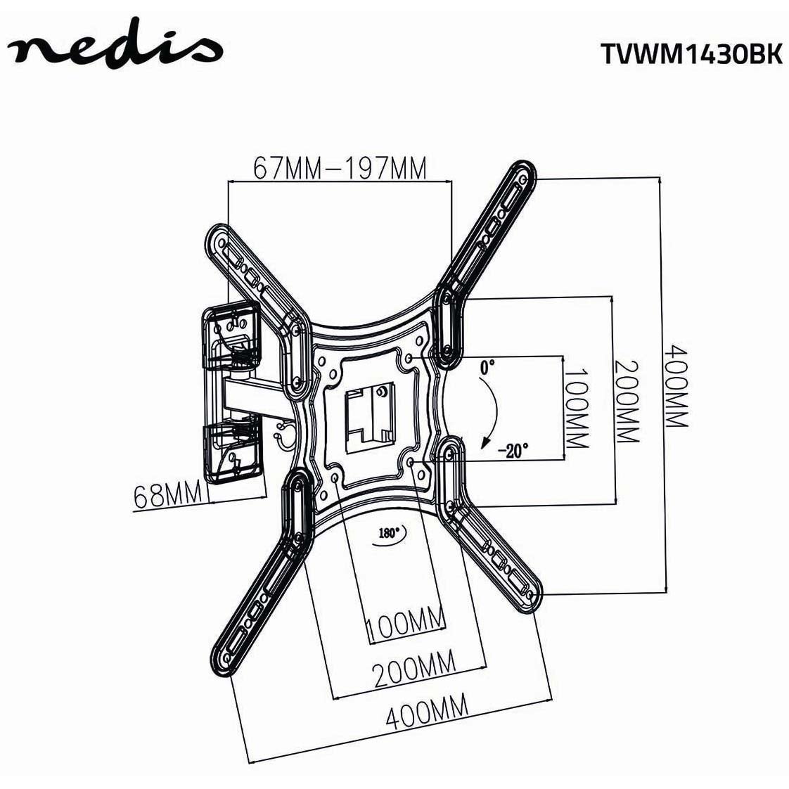 Nedis TVWM1430BK wandsteun voor flatscreen 23 tot 55” draai- kantelbaar 30kg