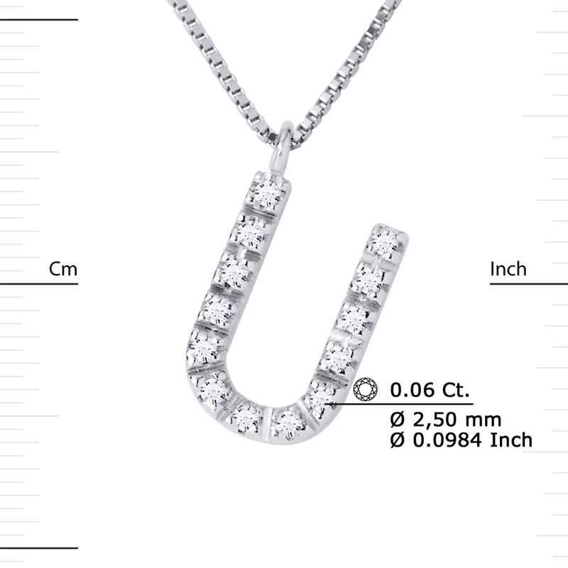 Collier ALPHABET Diamants 0,06 Cts  LETTRE 