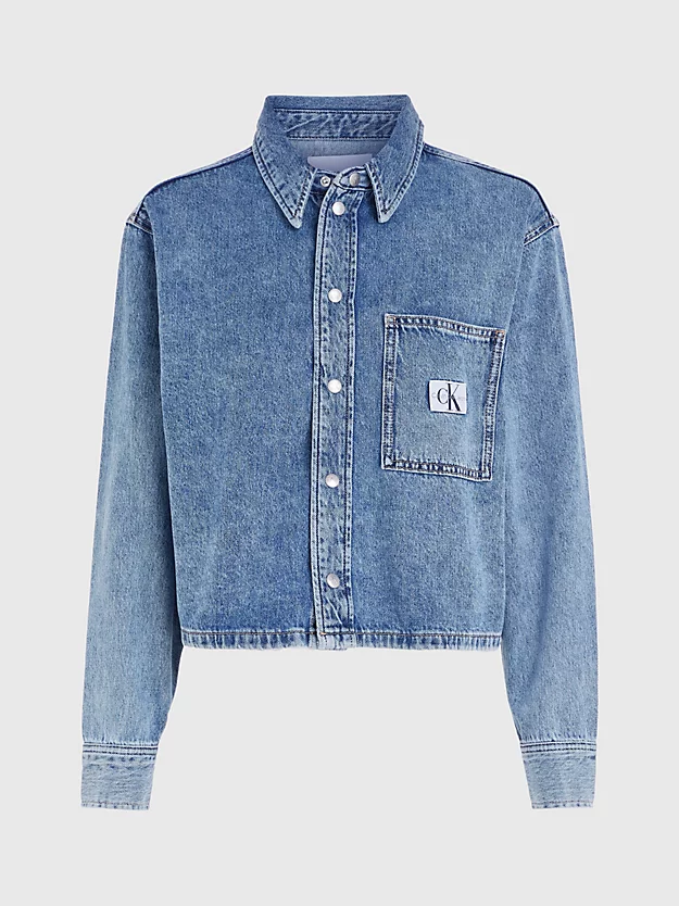 Camisa jeans cropped estilo pai