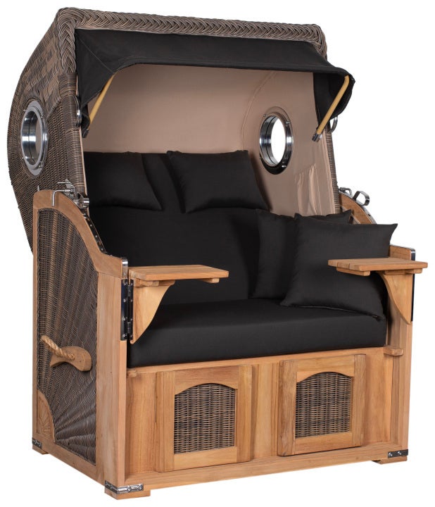 Strandstoel Rantum teak PE grijs design 548