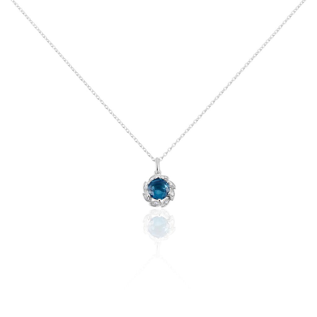 Collier Argent Blanc Clover Verre Oxydes De Zirconium