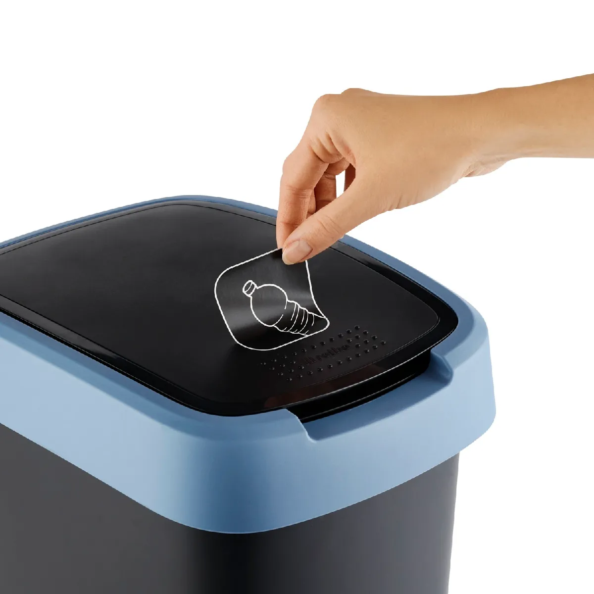Poubelle de Tri Rotho 50 L Noir/Bleu