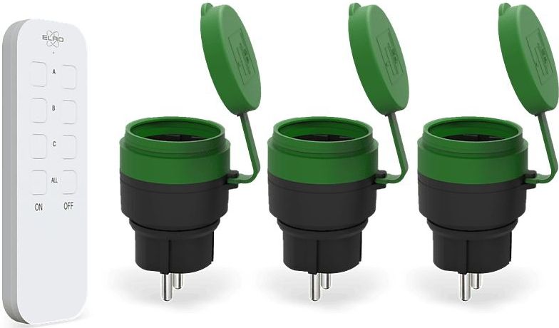 ELRO RC2300 - Smart Plug - Zwart - Draadloze Schakelaar Set - 3 Waterdichte Stopcontacten