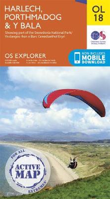 Harlech: Porthmadog & Bala / Y Bala - OS Explorer Active OL18 (Sheet map, folded)