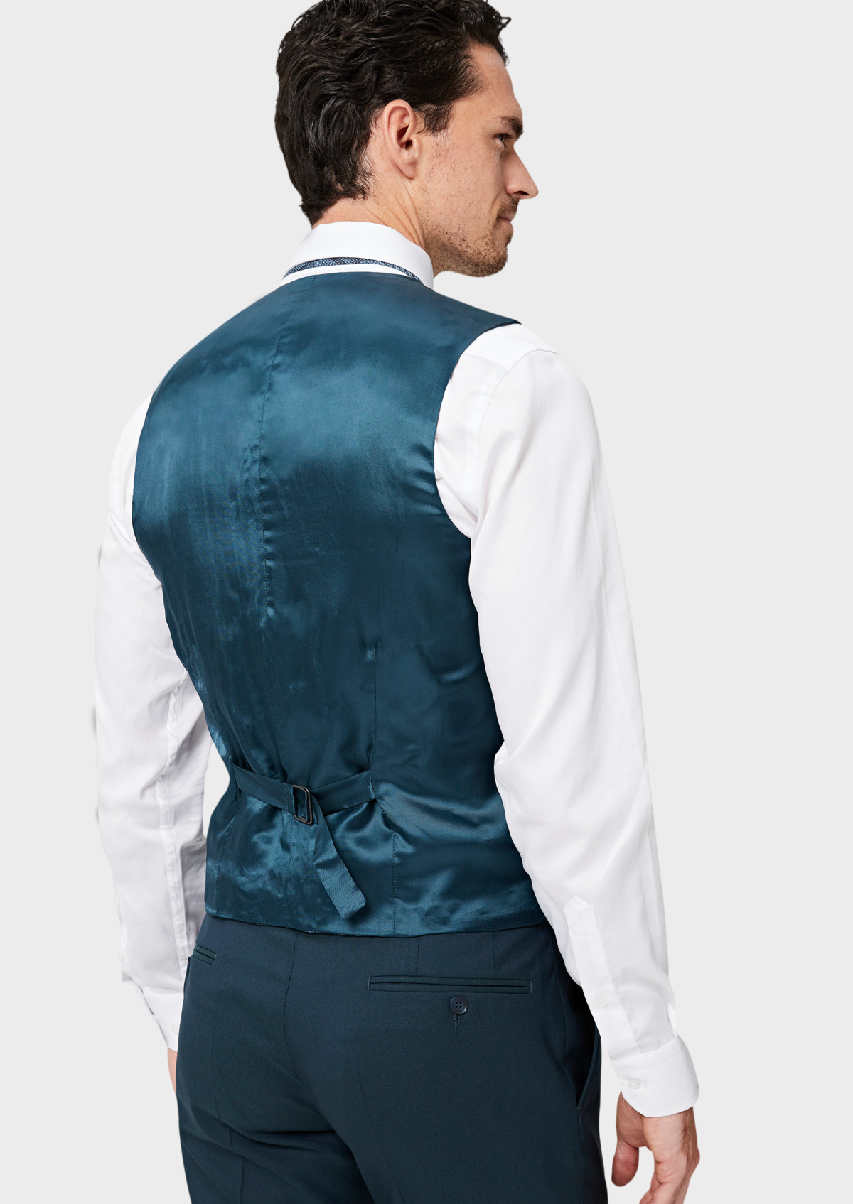 Gilet de costume en laine unie bleu prusse