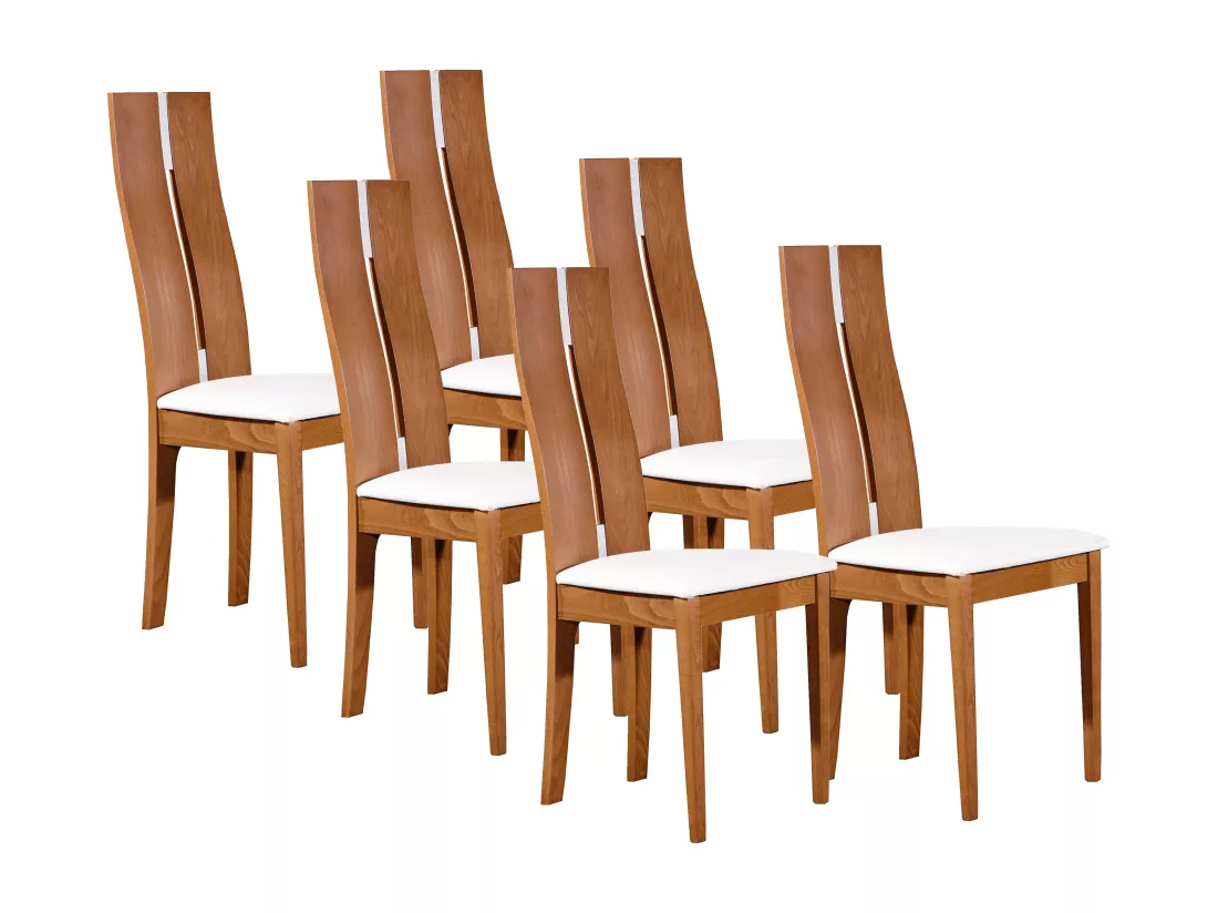 Lot de 6 chaises SALENA - Hêtre massif coloris chêne