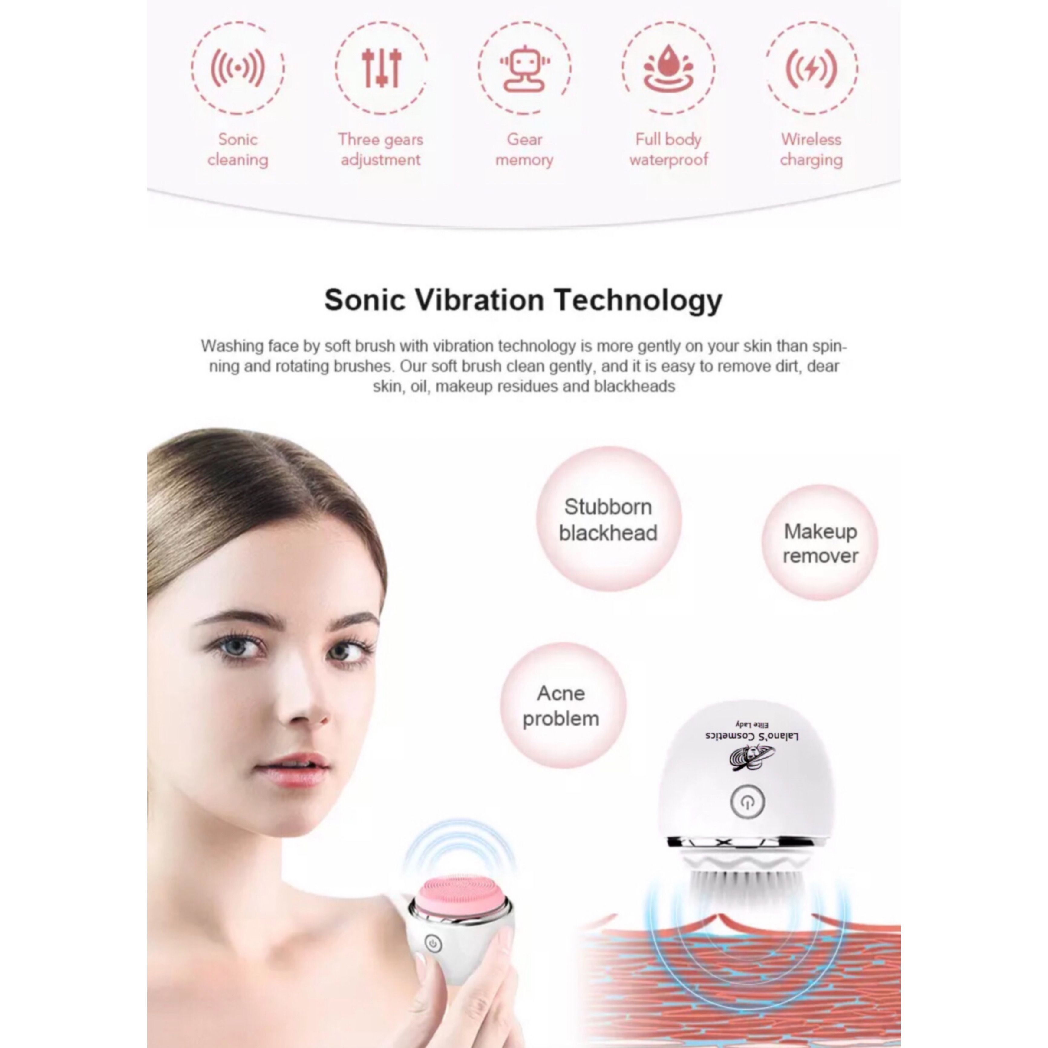 Lalano`S Cosmetics 3D Oscillation Gesichtsreinigungsbürste