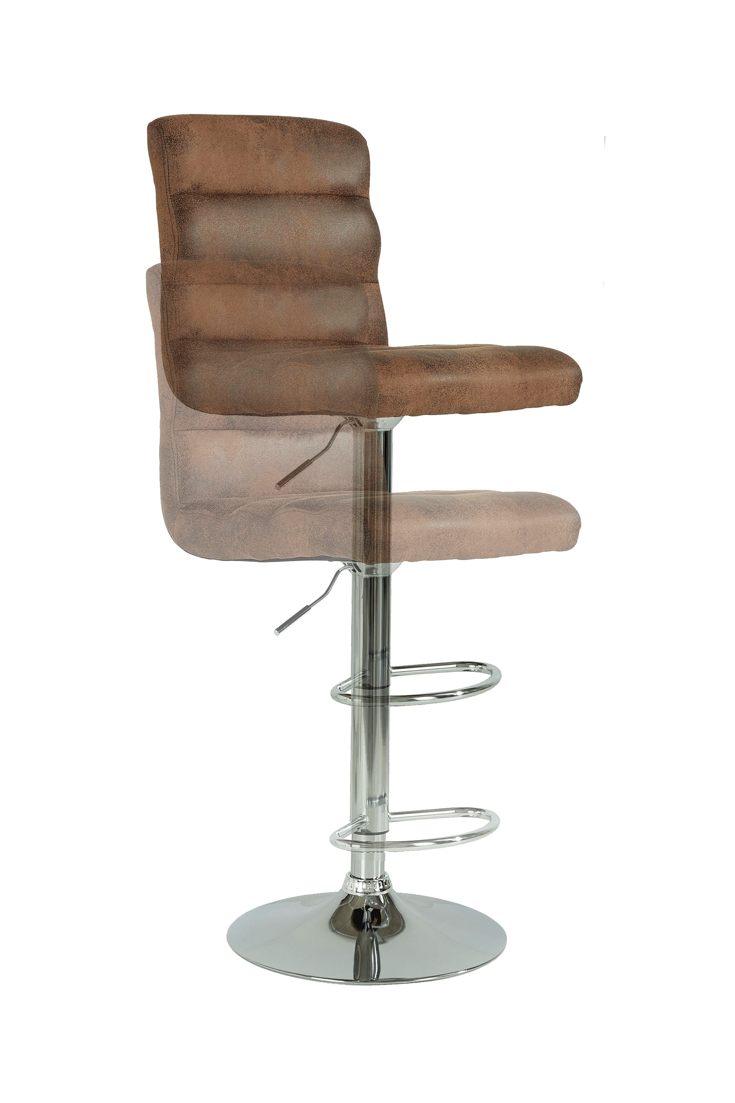 byLIVING Barhocker PHIL, 2-er Set, Vintagebezug braun, Gestell chrom,