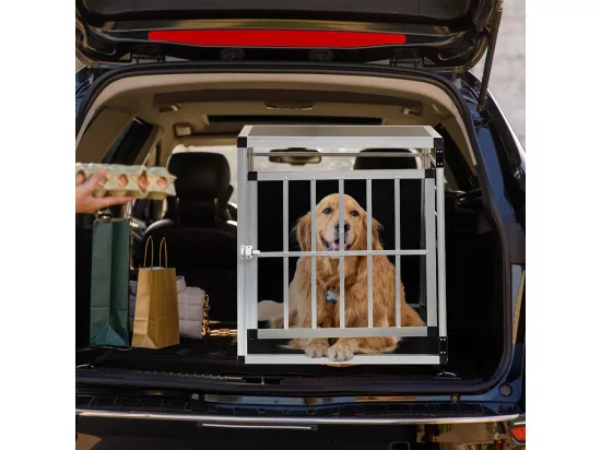 Cage de transport pour chien en aluminium taille XXL 65x91x69 cm noir pour voiture