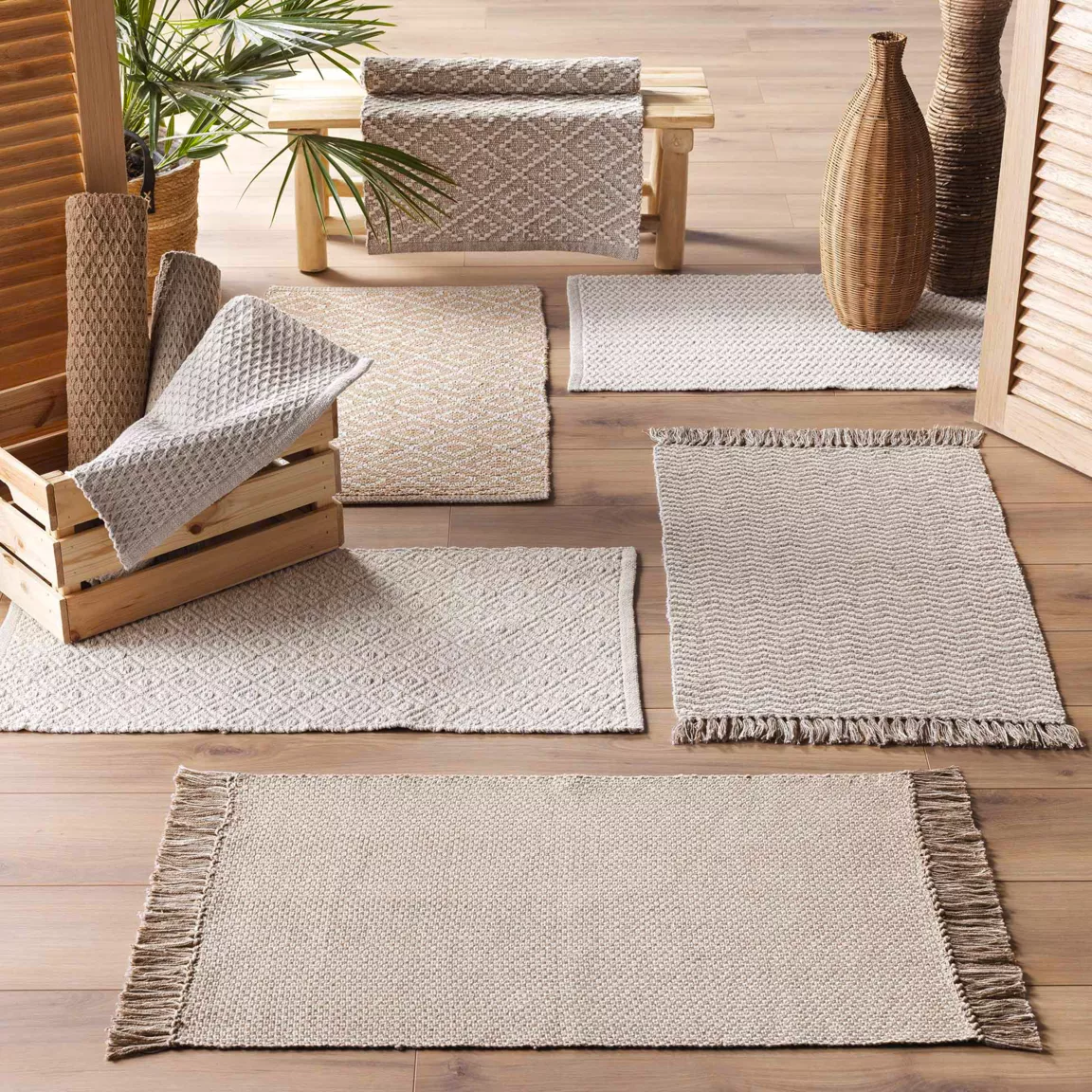 Tapis de salon coton (50 x 80 cm) Alivia Ecru