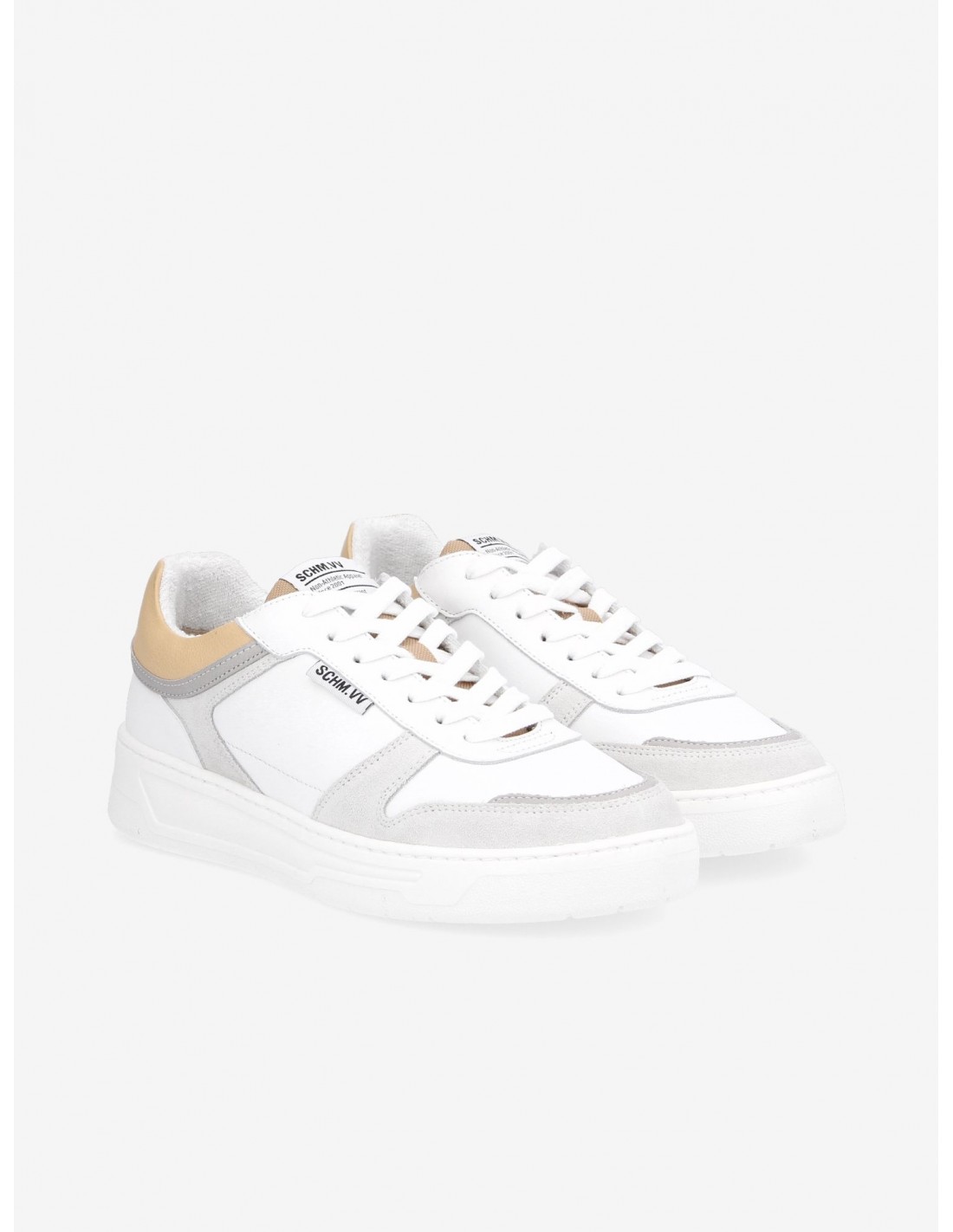schmoove Baskets de ville homme smatch sneaker cuir blanc/gris/beige