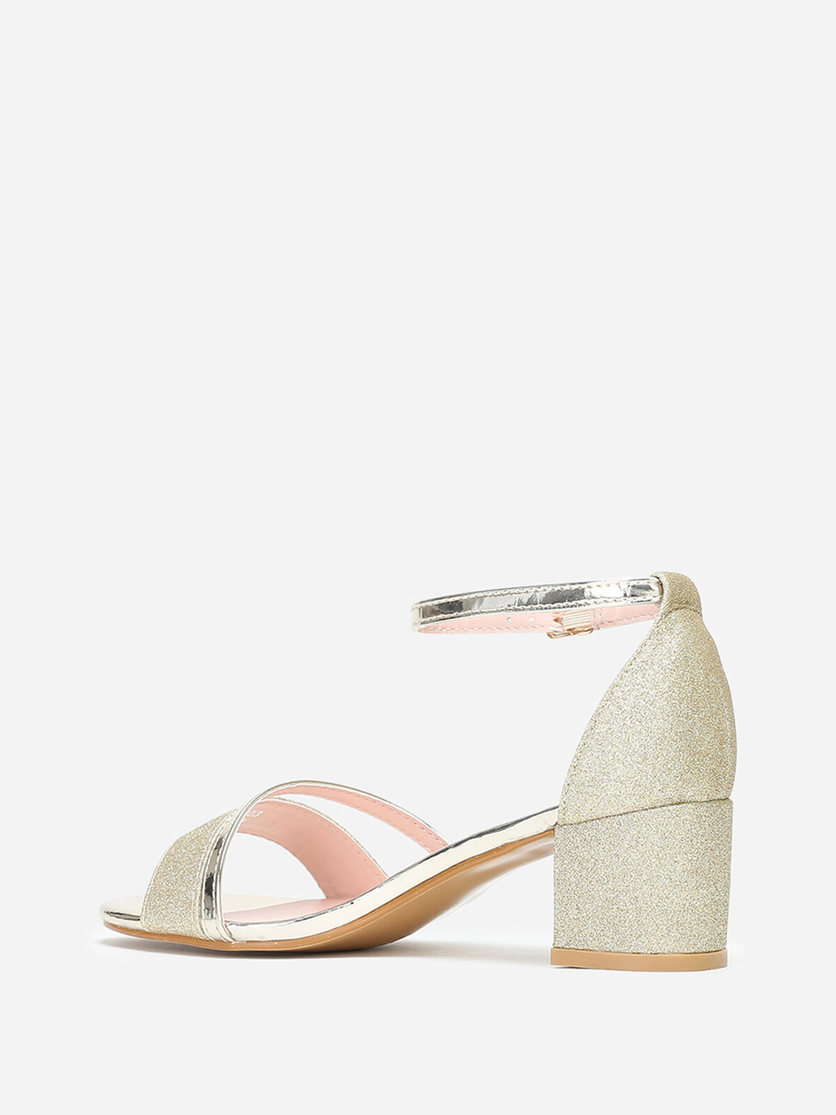 Sandales dorées à brides vernies et pailletées Doré- Doré