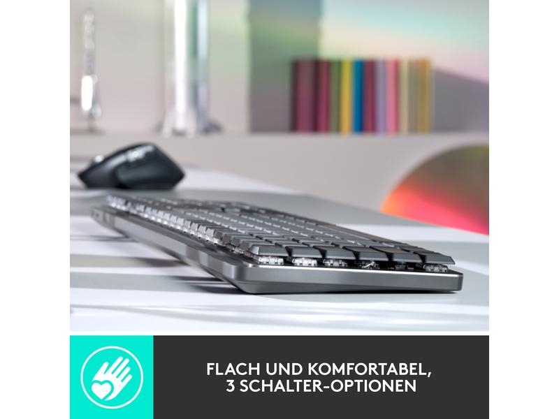 Logitech Tastatur MX Mechanical Kompakte, kabellose Business-Tastatur mit mechanischen Tasten