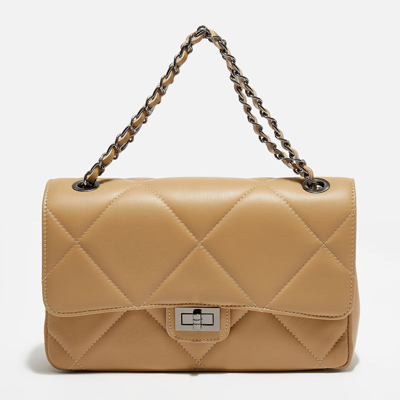 Christian Laurier Sac porté épaule en Cuir Lena beige - 27x15x8 cm