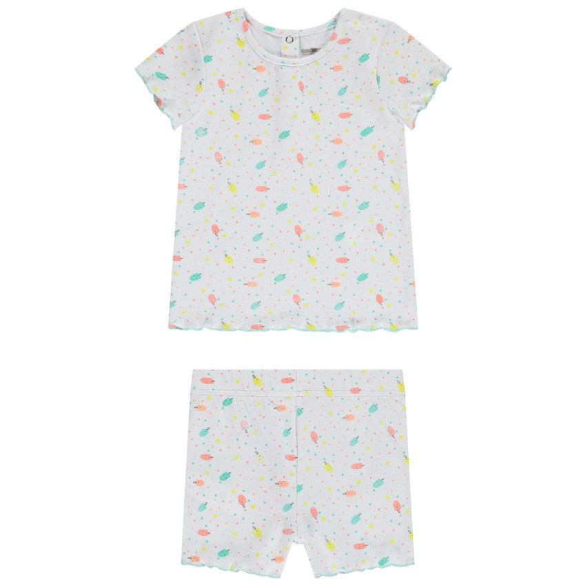 Set 2 pièces imprimé glaces pour bébé fille - Blanc