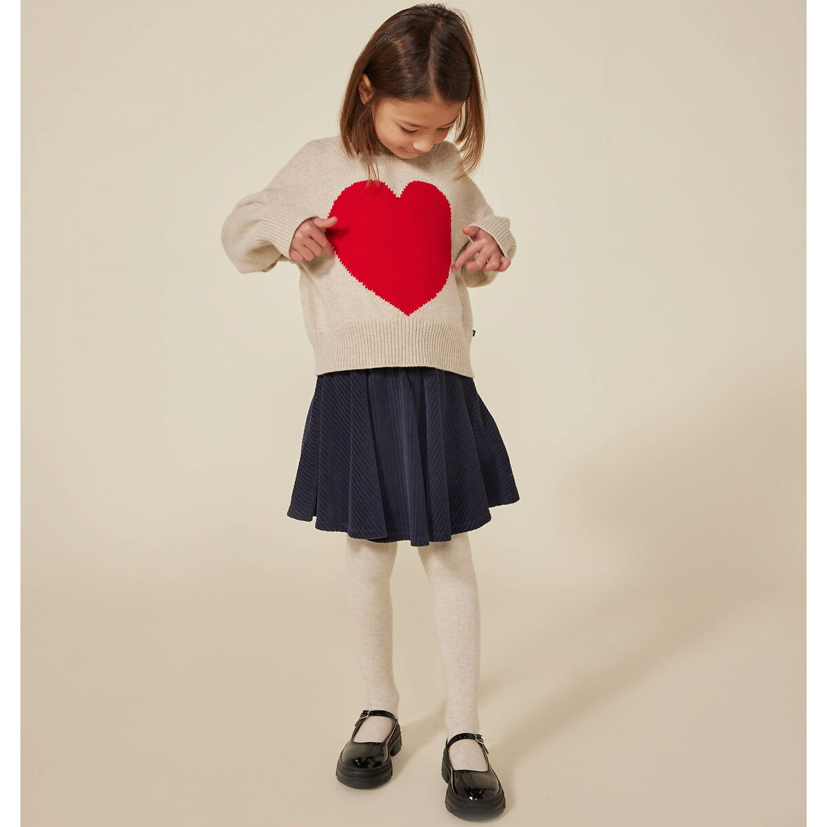 PETIT BATEAU<br>Suéter com gola redonda e estampa de coração