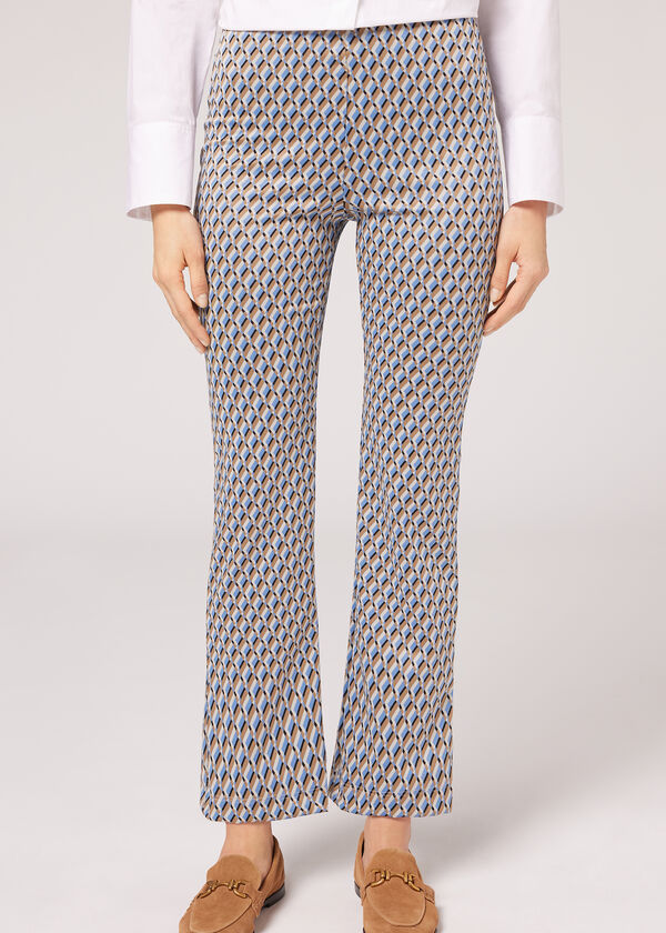 Leggings cropped flare geométricas