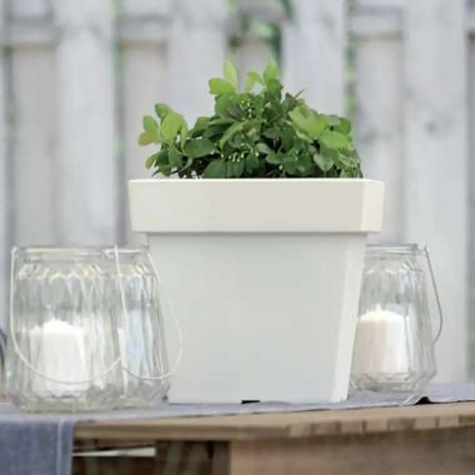 1x Kunststof vierkante bloempotten/plantenpotten 15 liter antraciet