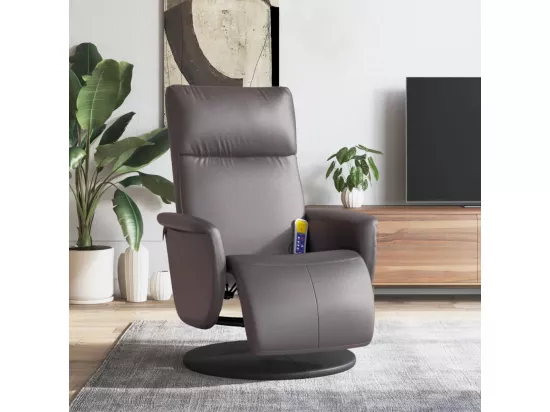 Fauteuil inclinable massant repose-pieds gris similicuir