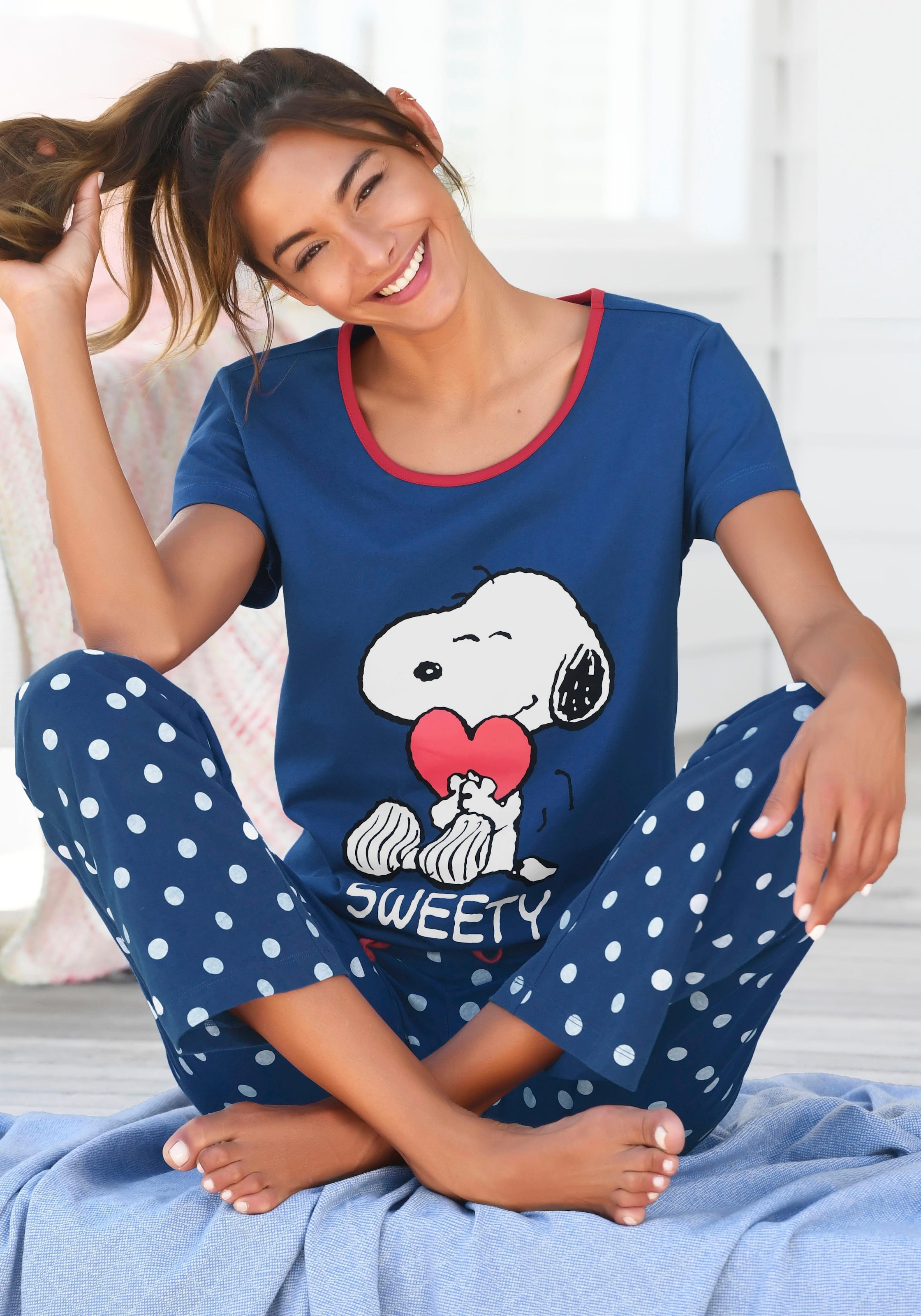 Peanuts Pyjama, 2 Stk. mit Snoopy-Druck und Pünktchen-Hose