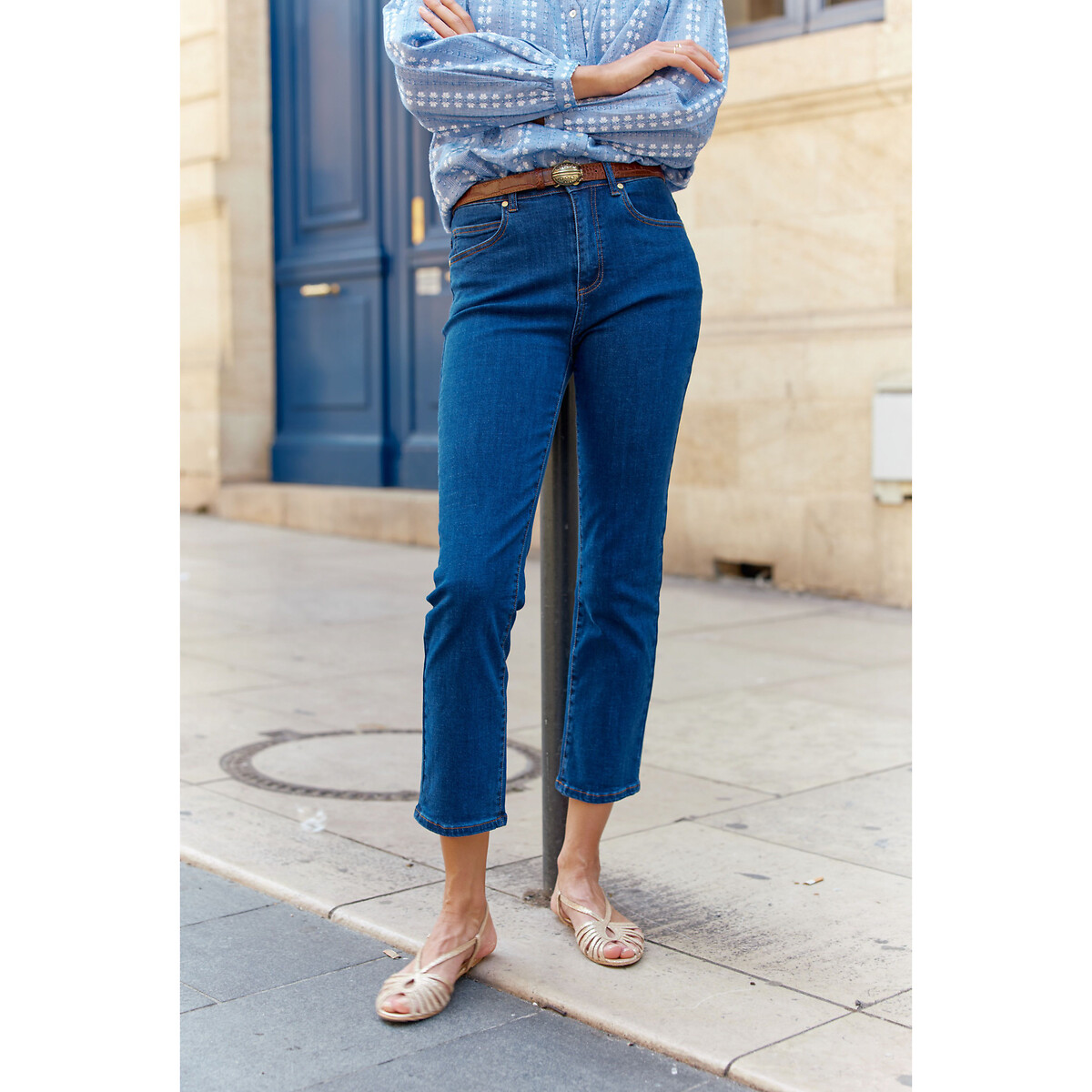 LA PETITE ETOILE<br>Calça jeans justa, jeans com efeito stoned BRUT
