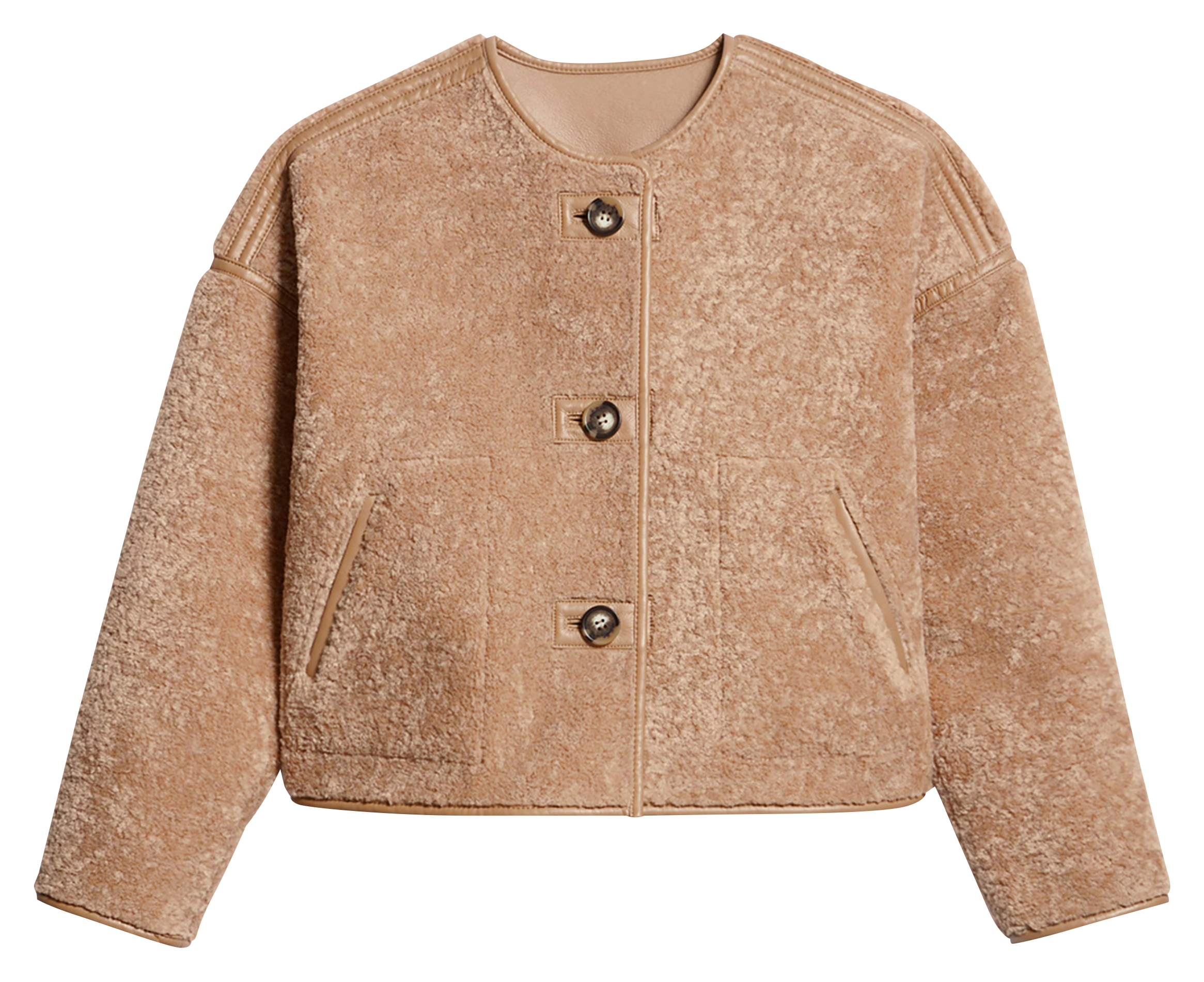 DUOMO - Blouse ample effet cuir et shearling | Beige