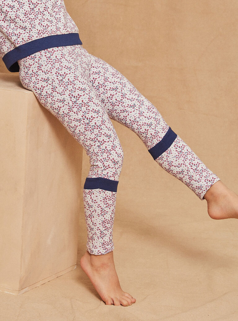 Legging bleu marine et lilas à imprimé fleuri