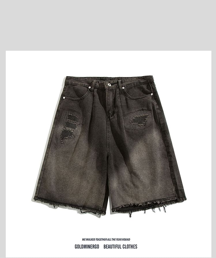 Yelmenor - Middelhoge denim shorts met distressed effect