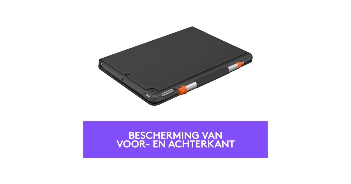 LogitechSlim Folio voor iPad (7e generatie) tablethoes  (Zwart, Bluetooth Low Energy)