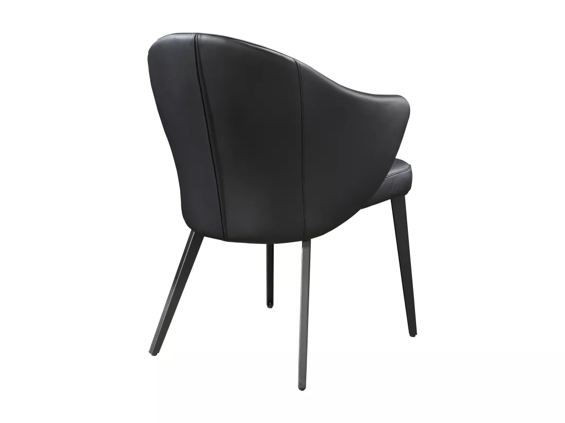 Lot de 6 chaises avec accoudoirs en cuir et acier - Noir - MIBELLY de Maison Céphy