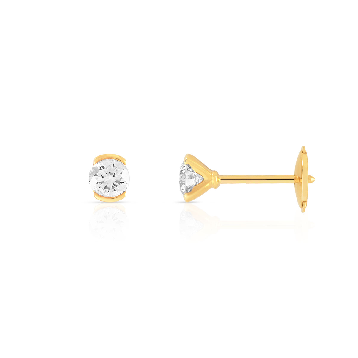 Boucles d'oreilles or jaune 750 diamant 0.50 carat h/p1