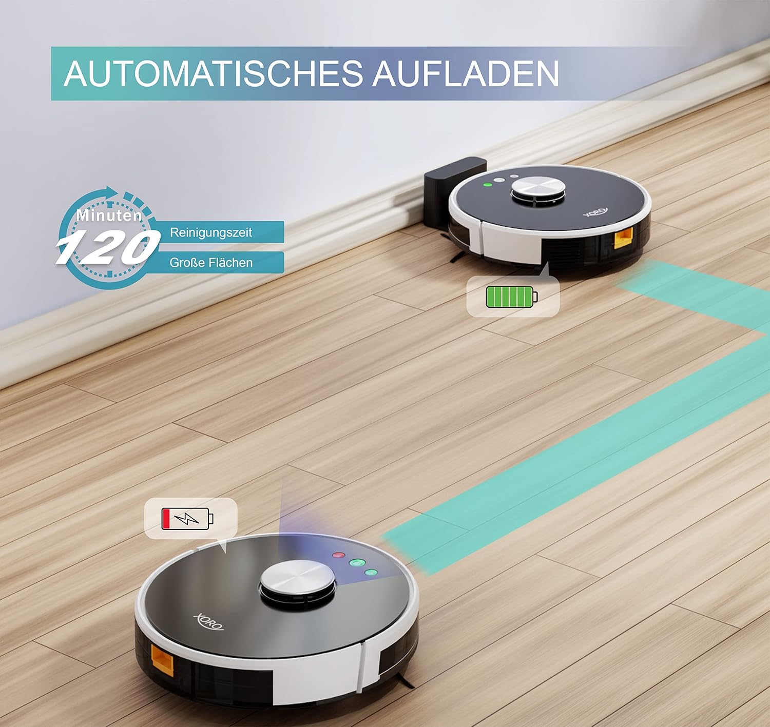 XORO Leistungsstarker Saugroboter HSR 200 mit Wischfunktion, Lasernavigation, Alexa/Google Home, Echtzeit Mapping, Staubsauger-Roboter ideal für Tierhaare