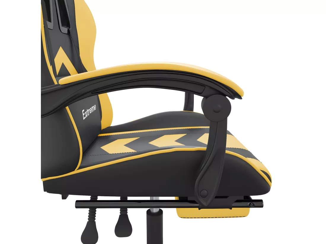 Chaise de jeu pivotante et repose-pied Noir et doré Similicuir