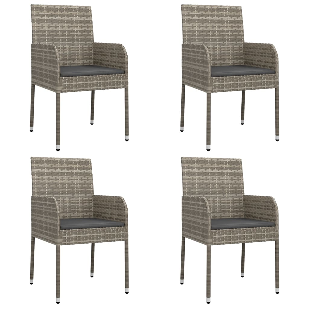 Mobilier à dîner de jardin et coussins 5 pièces noir et gris