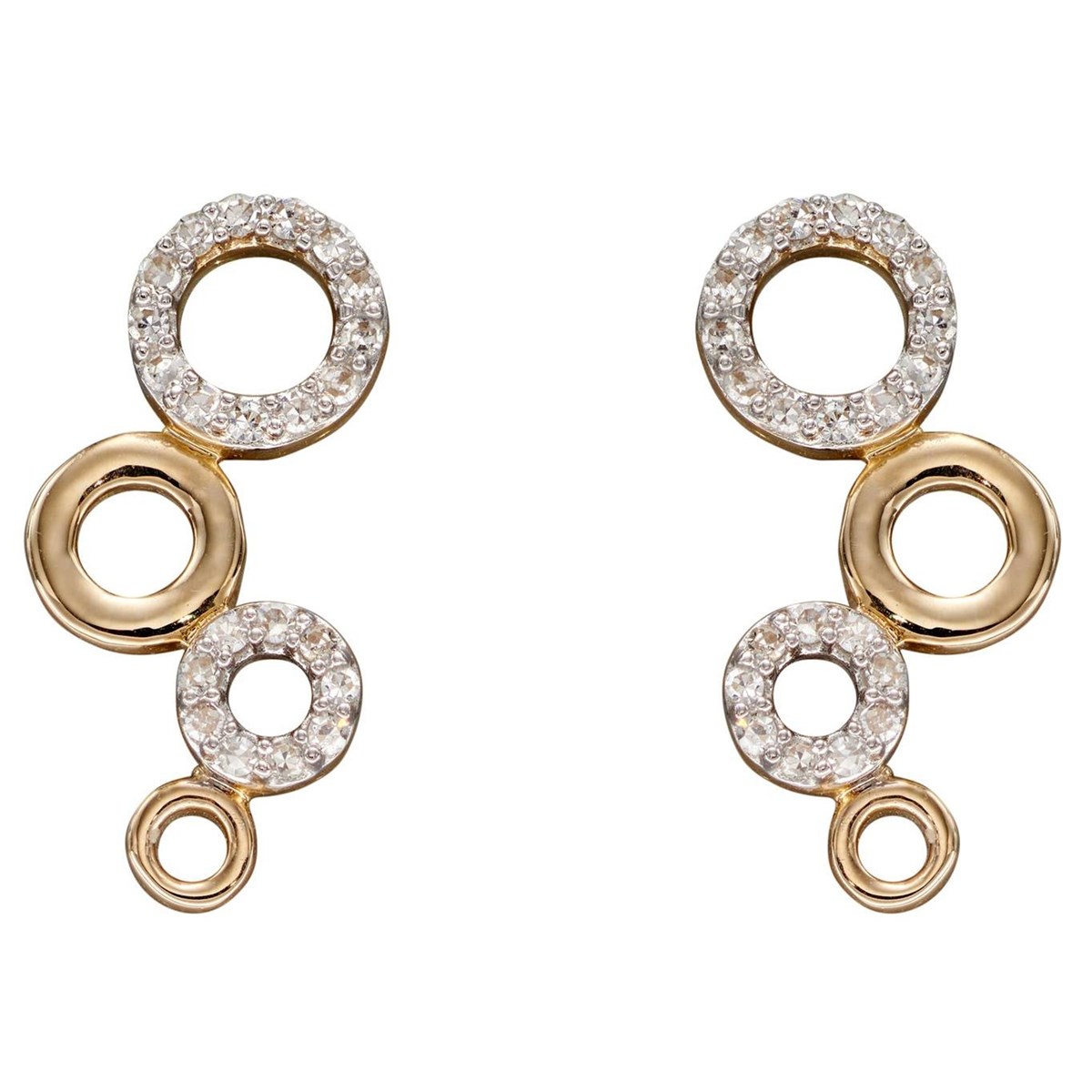 Boucle d'oreille diamant en or blanc et jaune 375/1000