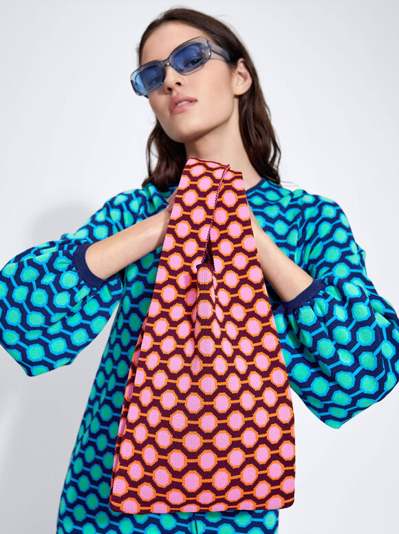 Sacola de compras em jacquard - Rosa