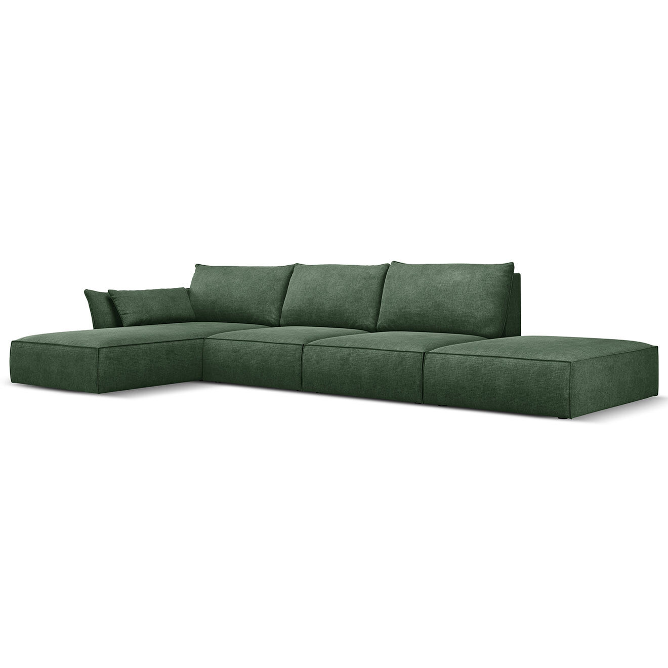 Mazzini Sofas Canapé D'Angle Gauche Vanda 5 Places 1 vert bouteille - 386x166x85 cm