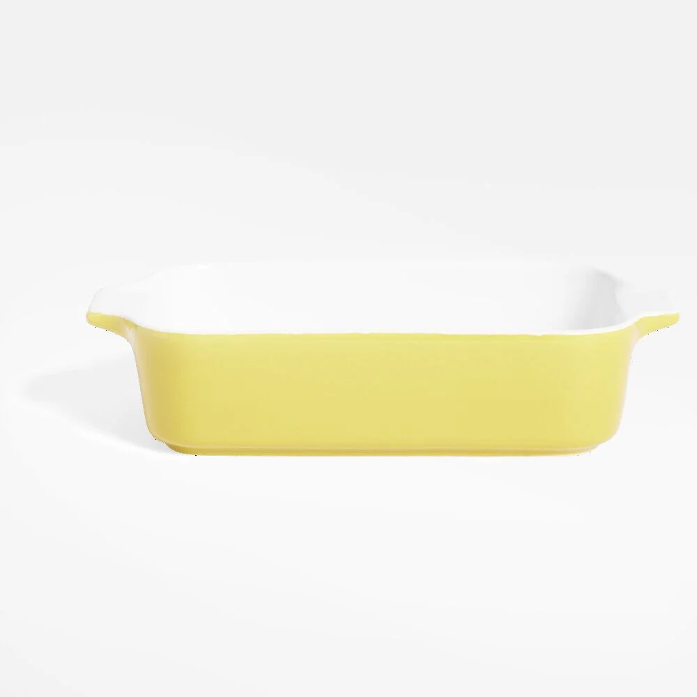 Plat à four en grès blanc et jaune 24x13,6xH5,5cm