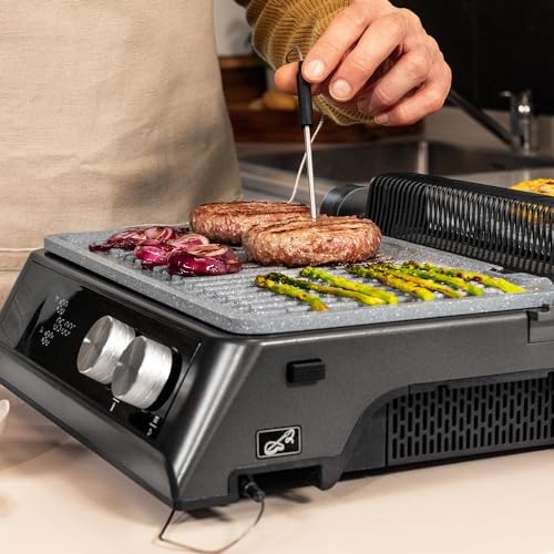 Cecotec Grill électrique Rock’nGrill Smart. Système de réglage de la puissance, du temps et de la température de 2000 W, ouverture à 180 °, plaques amovibles allant au lave vaisselle : Cuisine et Maison