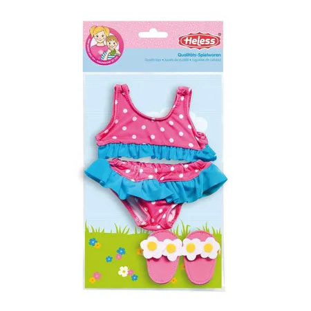 Heless Flotter Puppenbikini mit Badeschläppchen, Größe 35-45 cm